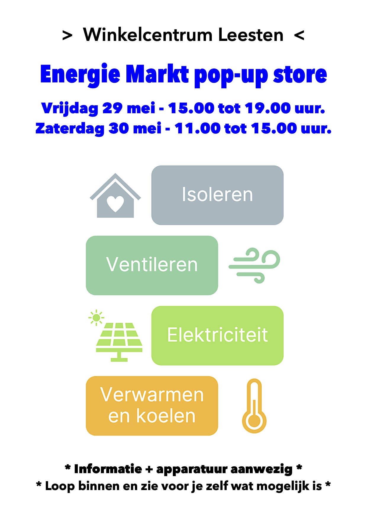 Winkelcentrum Leesten Zutphen Energie Markt pop-up 2026